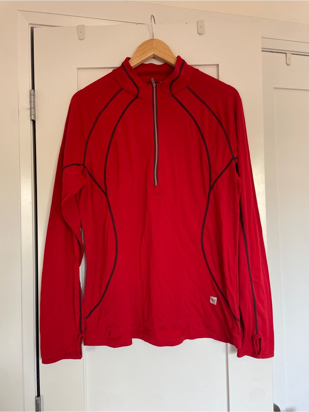 Men's Red Quarter-Zip Cycling Top